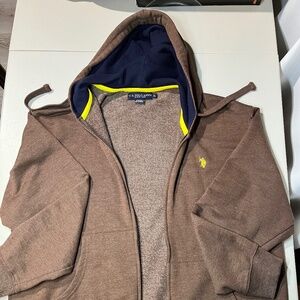 US Polo Assn zip hoodie, men’s XL, brown